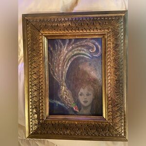 Original oil painting., framed, ‘Lady with pheasant’